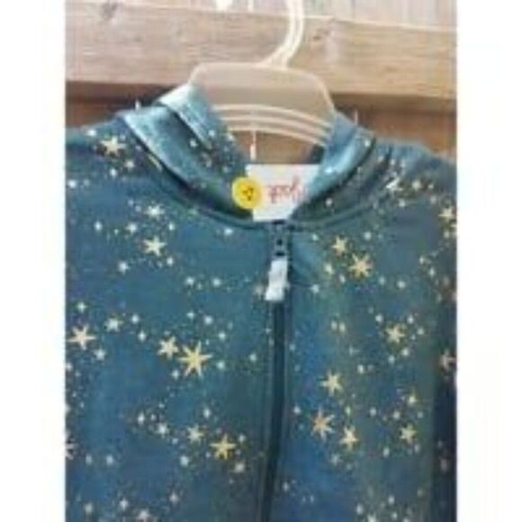 Plus XXL 18 Kids Teal Blue Kids Hooded Zip Jacket Gold Stars by Cat & Jack - Picture 6 of 11